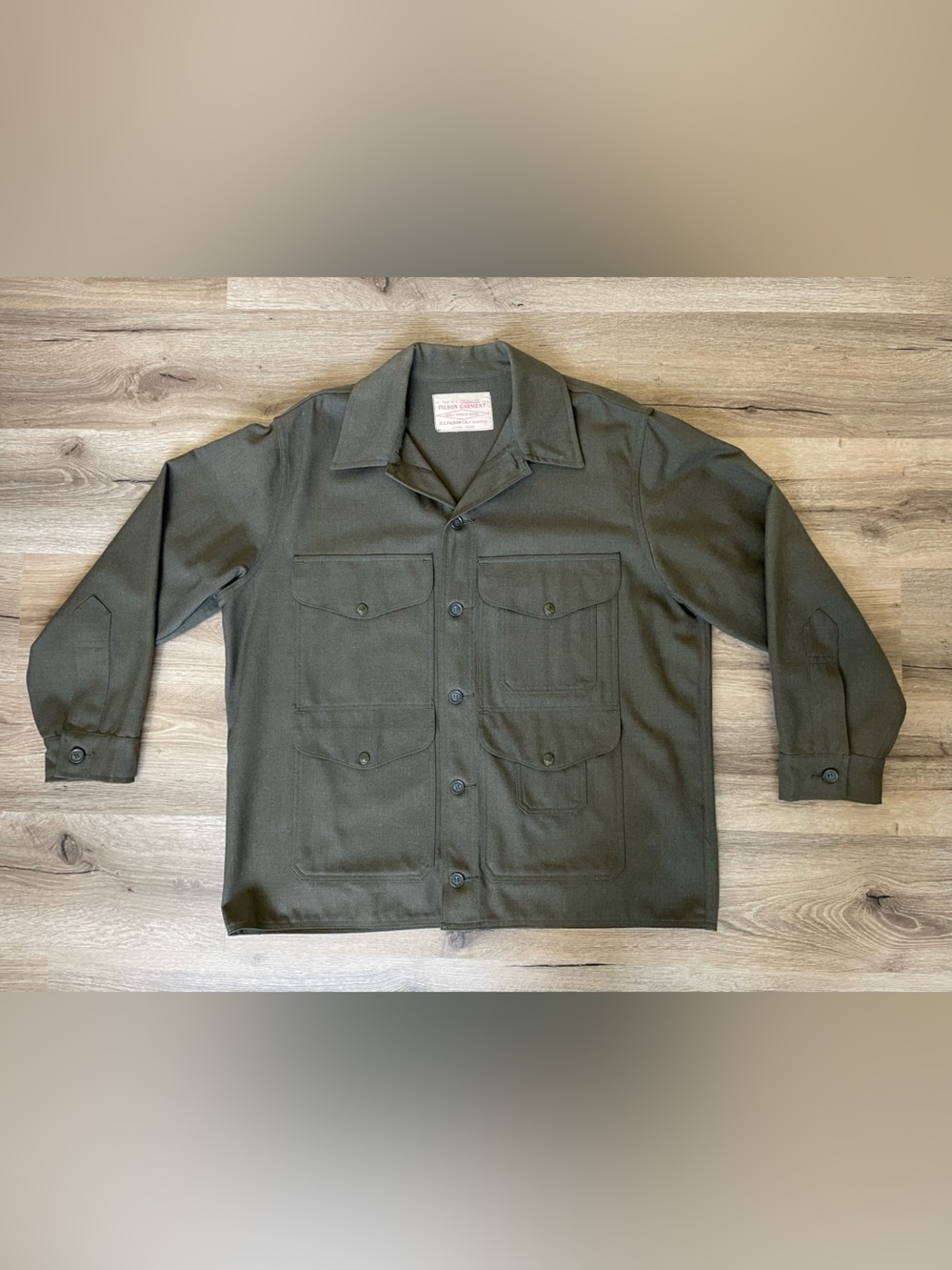 Vintage 1970s Filson Olympic Cruiser 100% Mackinaw Wool Jacket in Brown Heather